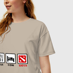 Футболка оверсайз женская Еда, сон и Dota, цвет: миндальный — фото 2