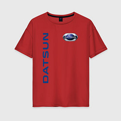 Футболка оверсайз женская Datsun логотип с эмблемой, цвет: красный