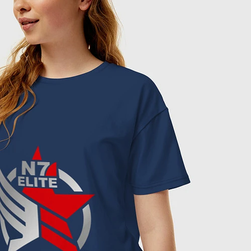 Женская футболка оверсайз N7 Elite / Тёмно-синий – фото 3