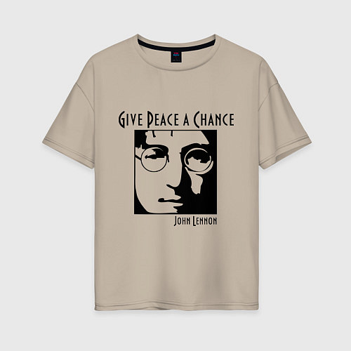 Женская футболка оверсайз Give Peace a Chance / Миндальный – фото 1