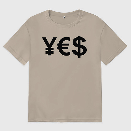 Женская футболка оверсайз YE$ / Миндальный – фото 1