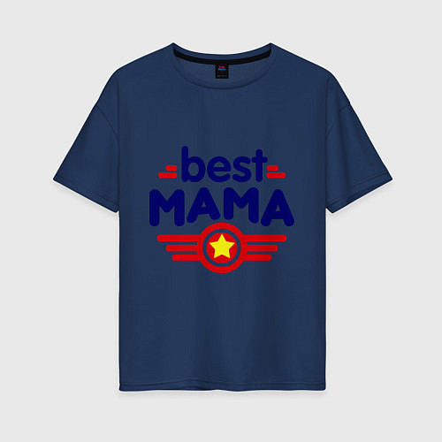 Женская футболка оверсайз Best mama logo / Тёмно-синий – фото 1