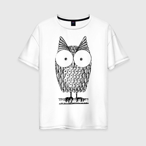 Женская футболка оверсайз Owl grafic / Белый – фото 1