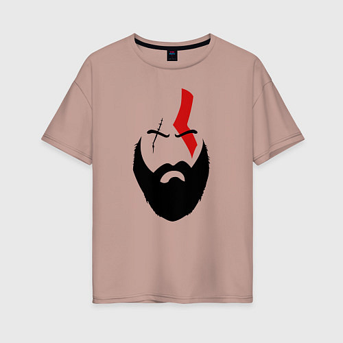 Женская футболка оверсайз God of War: Kratos Face / Пыльно-розовый – фото 1