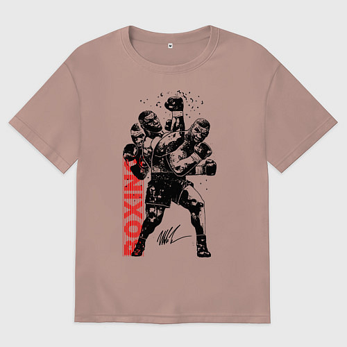 Женская футболка оверсайз Майк Тайсон уворачивается / Пыльно-розовый – фото 1