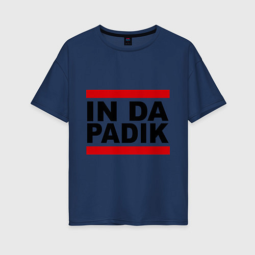 Женская футболка оверсайз In da padik / Тёмно-синий – фото 1