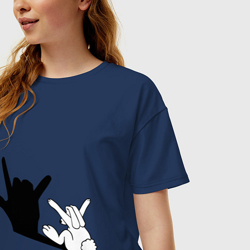 Женская футболка оверсайз Тень зайца / Тёмно-синий – фото 3