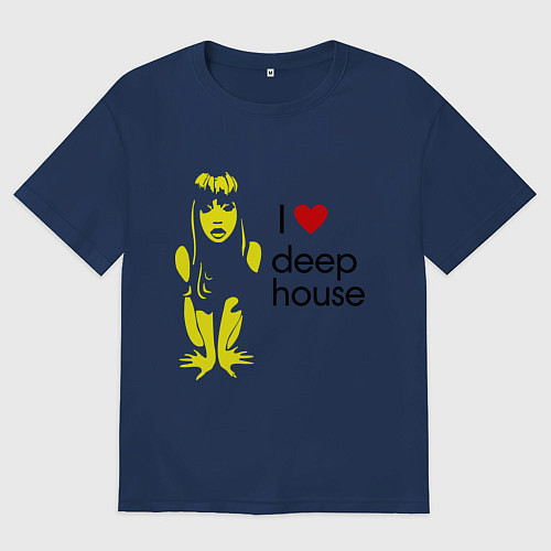 Женская футболка оверсайз I love deep house / Тёмно-синий – фото 1