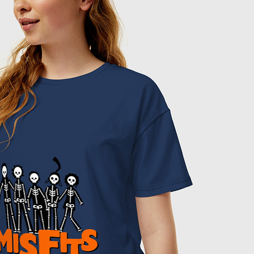 Женская футболка оверсайз Misfits Skeletons / Тёмно-синий – фото 3
