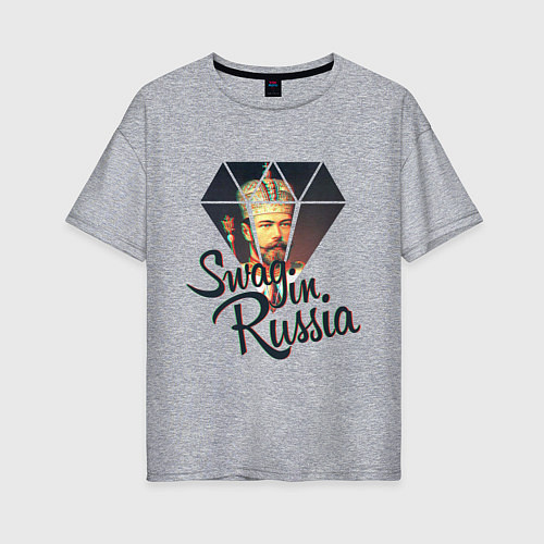 Женская футболка оверсайз SWAG in Russia / Меланж – фото 1