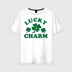 Женская футболка оверсайз Lucky charm - клевер