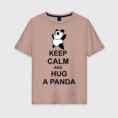 Женская футболка оверсайз Keep Calm & Hug A Panda / Пыльно-розовый – фото 1