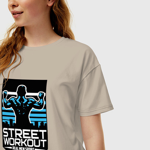 Женская футболка оверсайз Street WorkOut: Real sport / Миндальный – фото 3