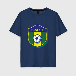 Футболка оверсайз женская Brazil Football, цвет: тёмно-синий