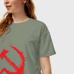 Футболка оверсайз женская Cерп и молот, цвет: авокадо — фото 2