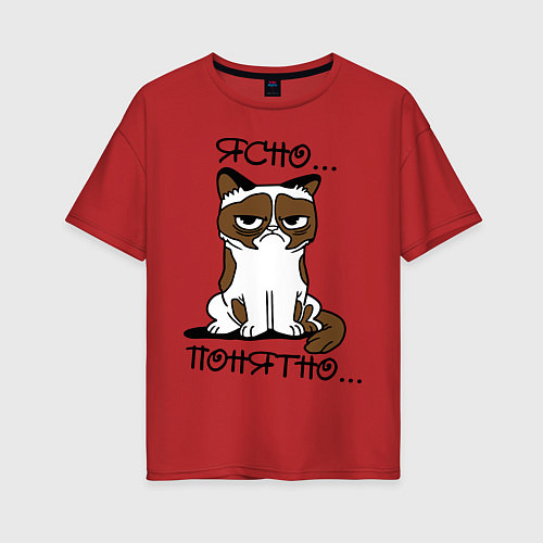 Женская футболка оверсайз Ясно, понятно (грустный кот) / Красный – фото 1