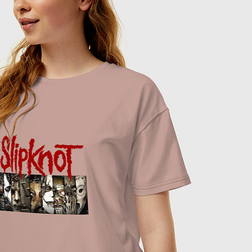 Женская футболка оверсайз Slipknot Faces / Пыльно-розовый – фото 3