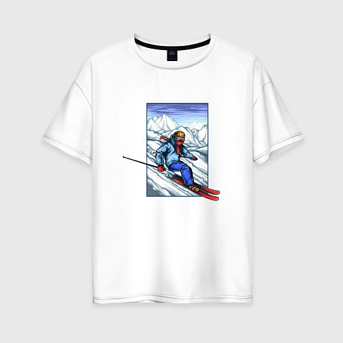 Женская футболка оверсайз Лыжный Спорт / Белый – фото 1