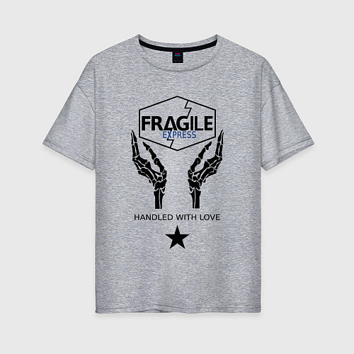 Женская футболка оверсайз Fragile Express / Меланж – фото 1