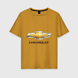 Футболка оверсайз женская Chevrolet логотип, цвет: горчичный