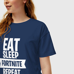 Футболка оверсайз женская Eat Sleep Fortnite Repeat, цвет: тёмно-синий — фото 2