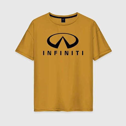 Женская футболка оверсайз Infiniti logo / Горчичный – фото 1