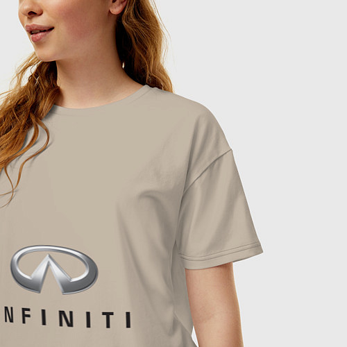 Женская футболка оверсайз Logo Infiniti / Миндальный – фото 3