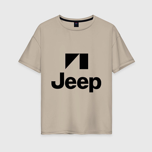 Женская футболка оверсайз Jeep logo / Миндальный – фото 1