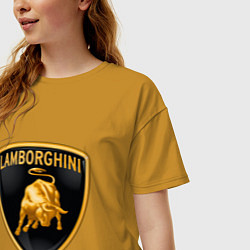 Футболка оверсайз женская Lamborghini logo, цвет: горчичный — фото 2