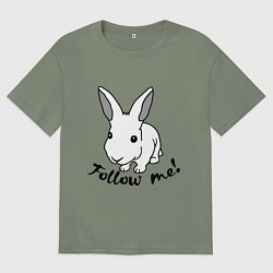 Футболка оверсайз женская Rabbit: follow me, цвет: авокадо