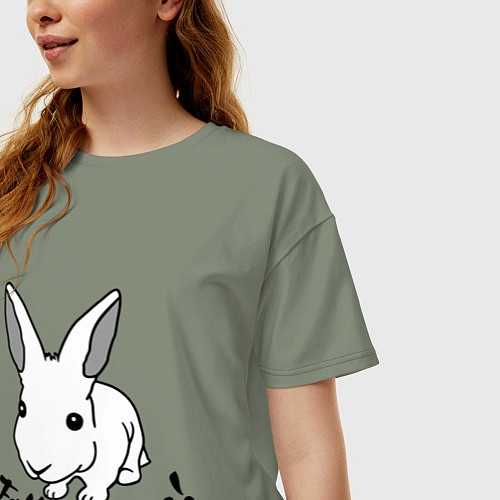 Женская футболка оверсайз Rabbit: follow me / Авокадо – фото 3