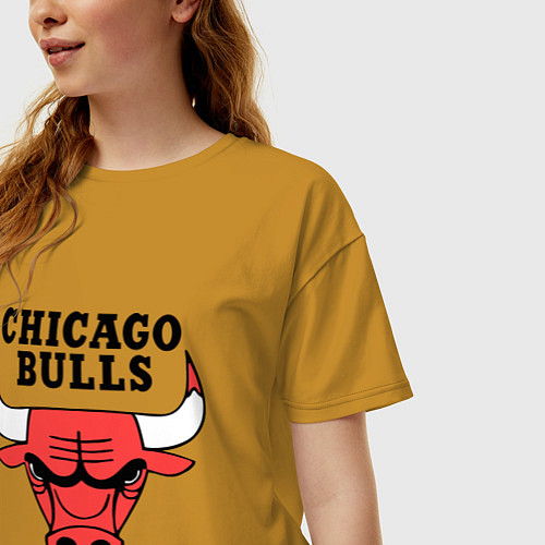 Женская футболка оверсайз Chicago Bulls / Горчичный – фото 3