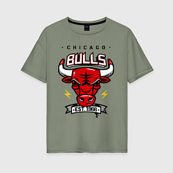 Футболка оверсайз женская Chicago Bulls est. 1966, цвет: авокадо