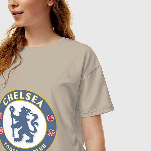 Женская футболка оверсайз Chelsea FC / Миндальный – фото 3
