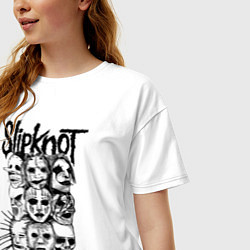 Футболка оверсайз женская Slipknot Faces, цвет: белый — фото 2
