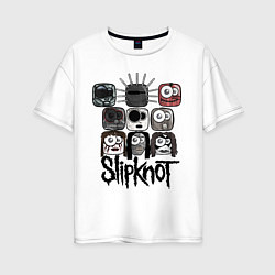 Футболка оверсайз женская Slipknot Masks, цвет: белый