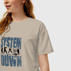 Футболка оверсайз женская System of a Down большое лого, цвет: миндальный — фото 2