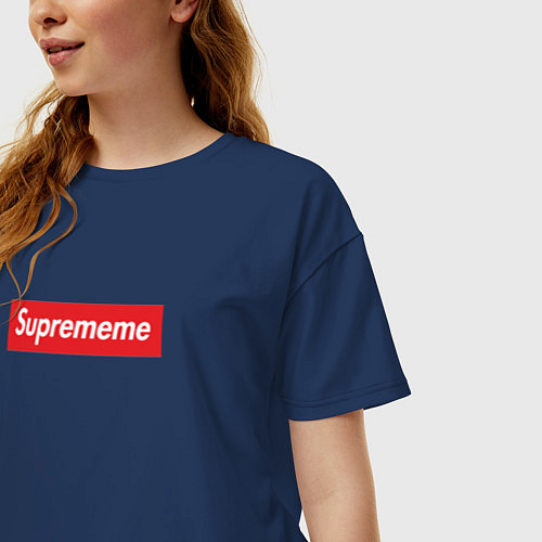 Женская футболка оверсайз Suprememe / Тёмно-синий – фото 3