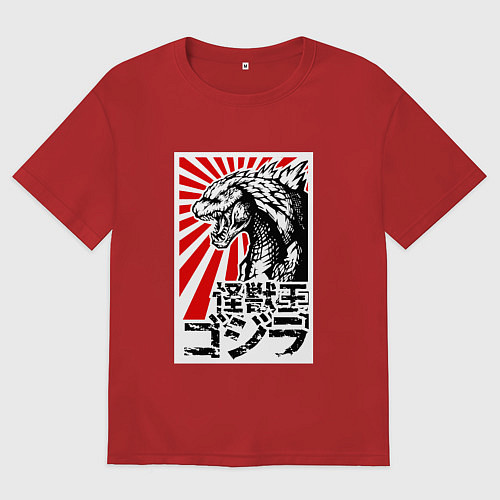 Женская футболка оверсайз Godzilla Poster / Красный – фото 1