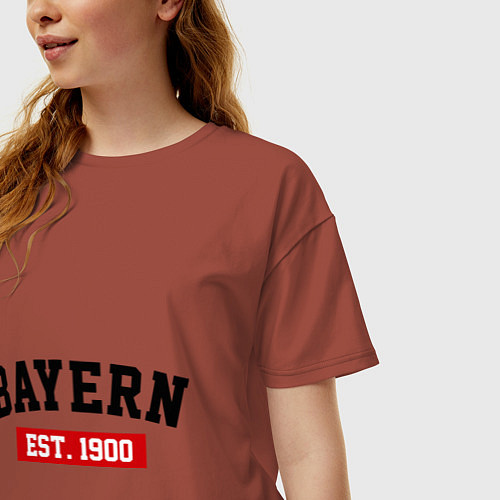 Женская футболка оверсайз FC Bayern Est. 1900 / Кирпичный – фото 3