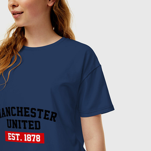 Женская футболка оверсайз FC Manchester United Est. 1878 / Тёмно-синий – фото 3