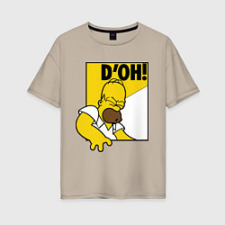 Футболка оверсайз женская Homer D'OH!, цвет: миндальный