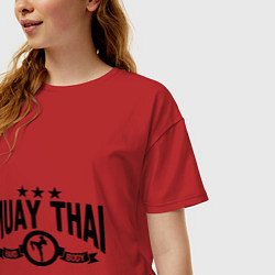 Футболка оверсайз женская Muay thai boxing, цвет: красный — фото 2