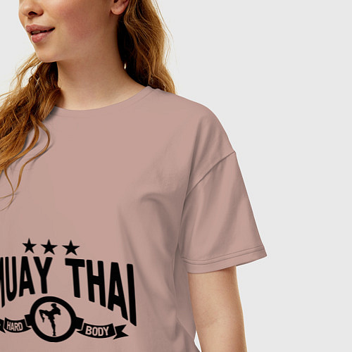 Женская футболка оверсайз Muay thai boxing / Пыльно-розовый – фото 3