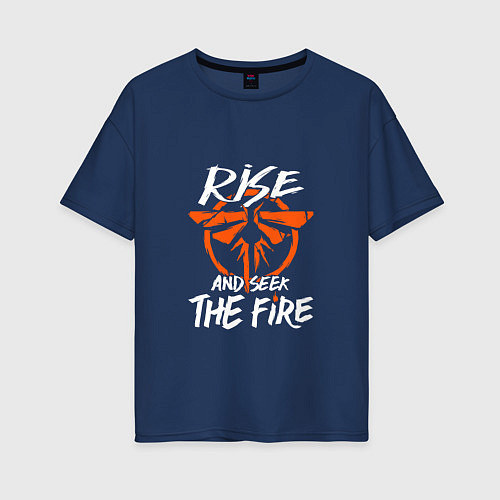 Женская футболка оверсайз Rise & Seek the Fire / Тёмно-синий – фото 1