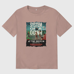 Футболка оверсайз женская System of a Down, цвет: пыльно-розовый