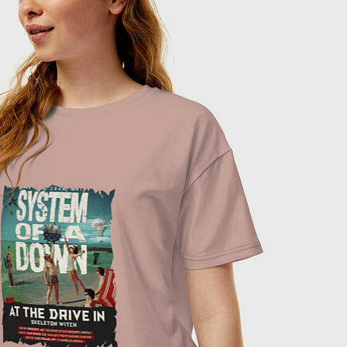 Женская футболка оверсайз System of a Down / Пыльно-розовый – фото 3
