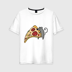 Женская футболка оверсайз Кусочек пиццы парная