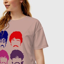 Футболка оверсайз женская The Beatles faces, цвет: пыльно-розовый — фото 2