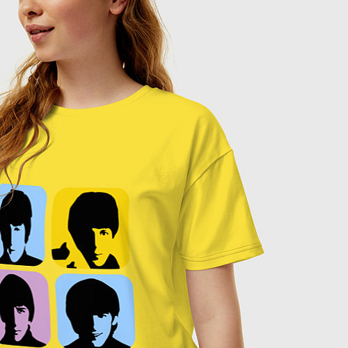 Женская футболка оверсайз The Beatles: pop-art / Желтый – фото 3